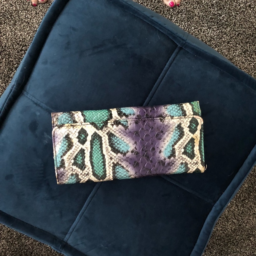 Faux snake skin clutch